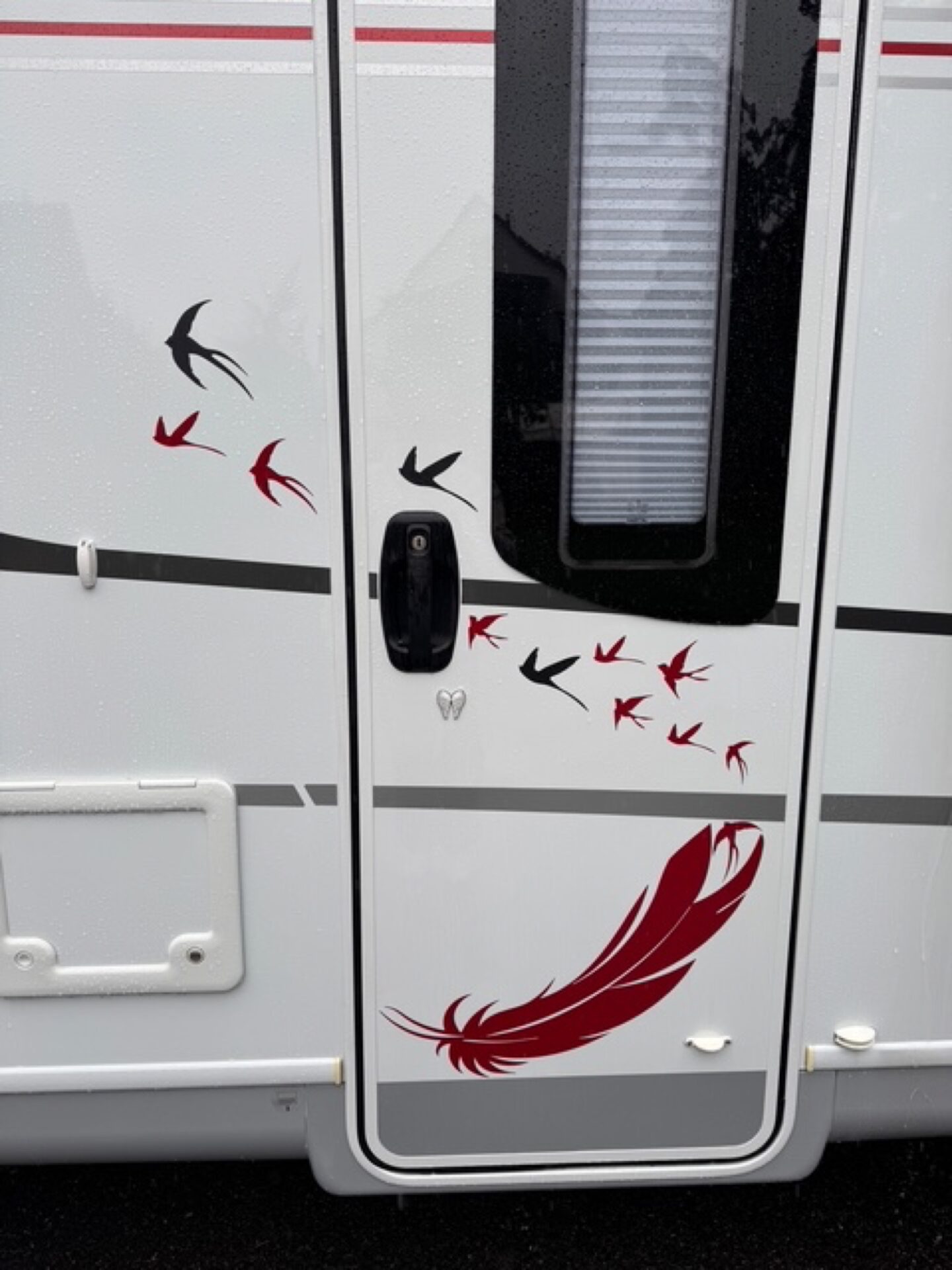 Wohnwagen "Melody" Beschriftung vom Designen bis zum Bekleben